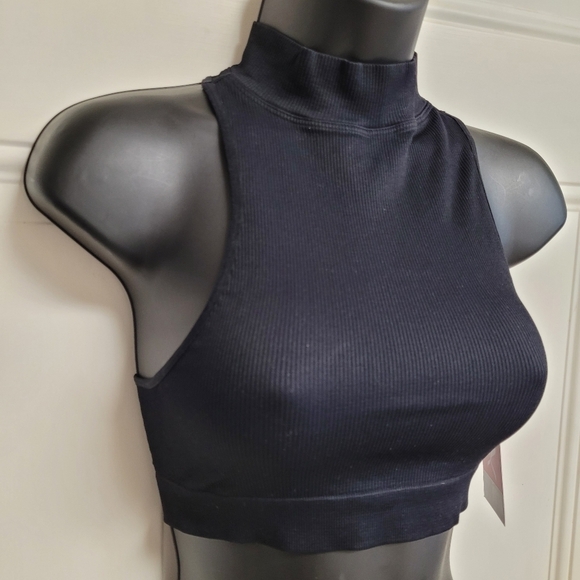 Capezio Black Ribbed Crop Dancer Ballet core Athleisure Top M/L - Picture 5 of 8